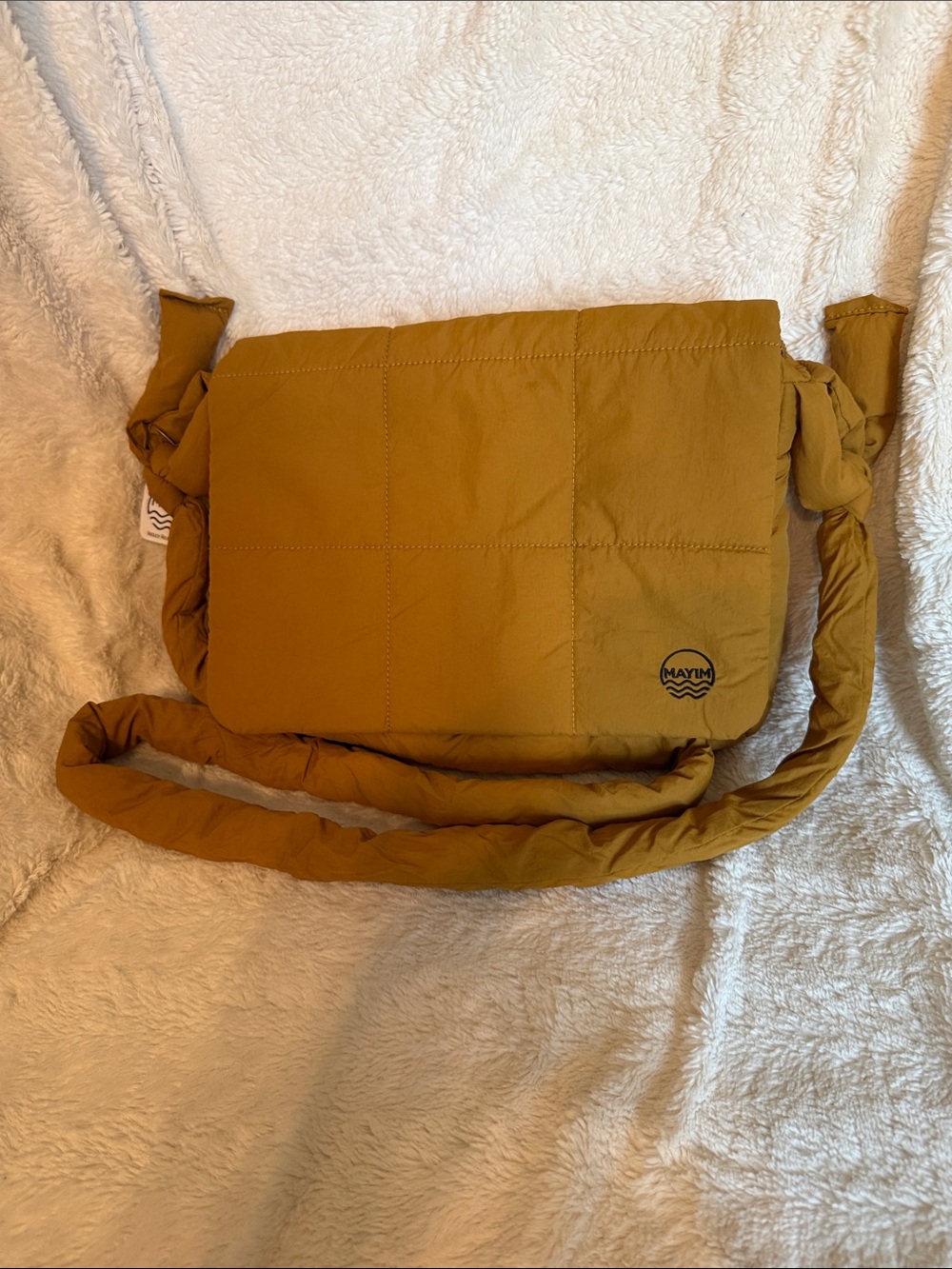 Mayim Mustard‎ Yellow Puffy Quilted Messenger Bag Crossbody B0011CBB NEW